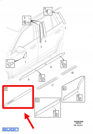LISTWA OZDOBNA DRZWI LEWY PRZÓD VOLVO XC90 2016- OEM/OE 32288063