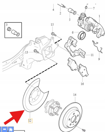 OSŁONA TARCZY HAMULCOWEJ TYŁ VOLVO V40 2013- OE 31317538