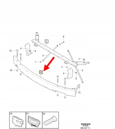 BELKA ZDERZAKA PRZEDNIEGO VOLVO XC90 2016- OEM/OE 32427156
