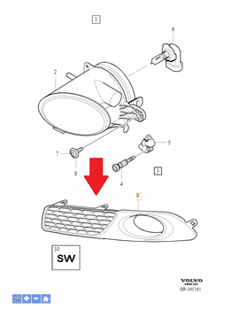 PRAWA ZAŚLEPKA KRATKA HALOGENU VOLVO V70 2008- OE 30678640