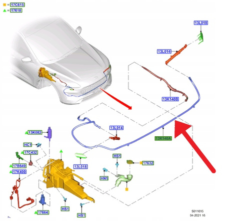PRZEWÓD SPRYSKIWACZY LAMP PRZÓD FORD KUGA 2020- 2472519 _ LV4B-13K140-AD