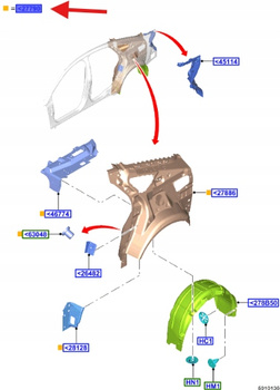 PŁYTA WNĘKA KOŁA TYŁ PRAWA STR. FORD MONDEO 2014- 2512789 _ LS73-F281B08-BC