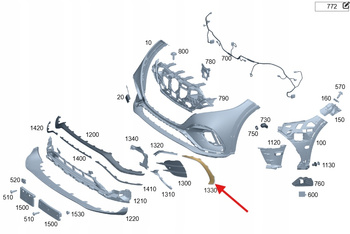 LISTWA OZDOBNA ZDERZAKA LEWY PRZÓD MERCEDES EQS W296 OE A2968856501