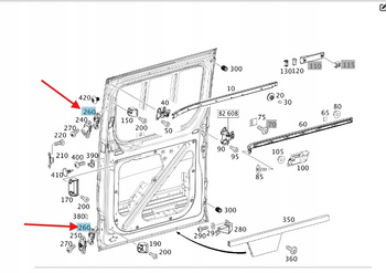 RYGIEL DRZWI PRZESUWNYCH PRAWY MERCEDES SPRINTER W906 OE A9067660262