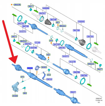PÓŁOŚ NAPĘDOWA PRAWA MMT6 2.0 ECOBLUE FOCUS 2018- 2537148 _ JX67-3B436-JAE