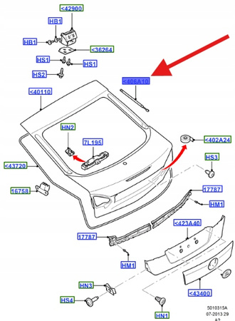 SIŁOWNIK KLAPY BAGAŻNIKA FORD MONDEO 2007- OE 1710894 _ BS71-A406A10-AA