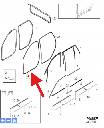 USZCZELKA DRZWI PRZÓD LEWA PRAWA VOLVO XC90 2016- OE 32229247