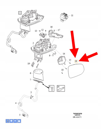 SZKŁO WKŁAD LUSTERKA LEWEGO VOLVO XC90 2016- OEM/OE 31395529