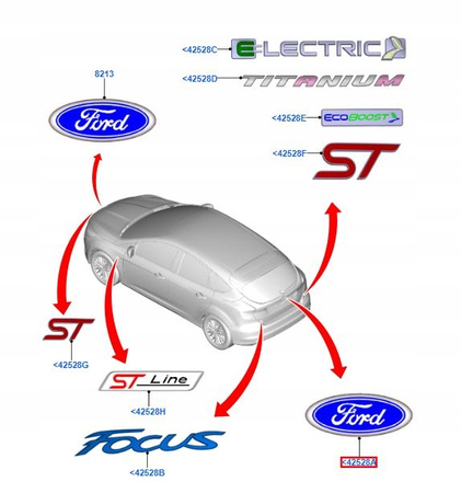 EMBLEMAT FORD FOCUS Mk3 2011-2018 B-MAX _ 2086510 _ AU5A-19H250-GA