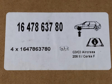 KOMPLET KLOCKÓW HAMULCOWYCH CITROEN OE 1647863780