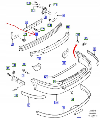 BELKA ZDERZAKA TYLNEGO FORD MONDEO Mk3 KOMBI 2000-2007_1232390_1S71-17970-BH
