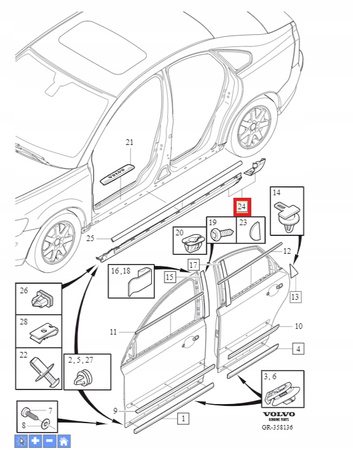 LISTWA PROGOWA LEWA VOLVO S40 II 04-12r V50 04-12r