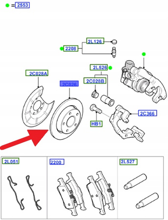 TARCZA HAMULCOWA TYŁ FORD FOCUS C-MAX 2003- 2025944 _ ME7M5J-2A315-BA