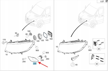 RAMKA KATKA HALOGENU PRAWA MERCEDES Sprinter W907 W910 OE A9108854400