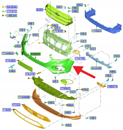 ZDERZAK PRZEDNI FORD KUGA MK2 2016- OE 2128747 _GV44-17C831-AAPRAA
