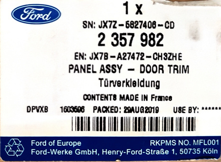 BOCZEK DRZWI TYLNYCH PRAWA FORD FOCUS Mk4 2018-20_2357982_JX7B-A27472-CH3ZHE