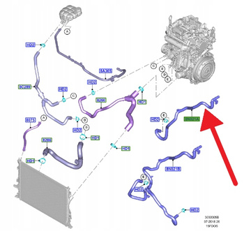 PRZEWÓD CHŁODZENIA WODY 1.5 EB FORD FOCUS 2018- 2442625 _ JX61-8N021-DC