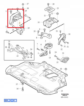 PODUSZKA SILNIKA PRAWA 1.6D VOLVO S40 V50 2004- C30 2007- V40 OE 31401666