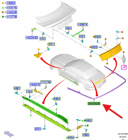 USZCZELKA SKŁADANEGO DACHU MUSTANG 2015- CABRIO 2242102 _ FR3B-76424A48-AS