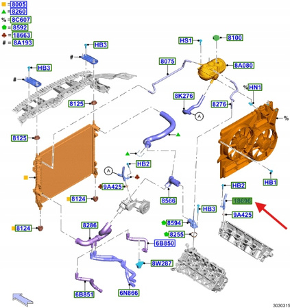 WĄŻ POMPY WODNEJ 5.0 V8 FORD MUSTANG 2017- 2023- OE 2119372 _ JR3E-18696-AA