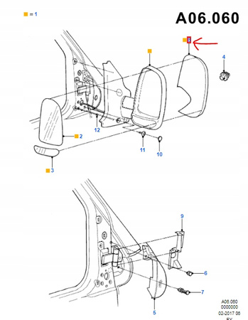 OBUDOWA LUSTERKA LEWA STRONA FORD TRANSIT MK4_7150756A_94VB-17C728-AB