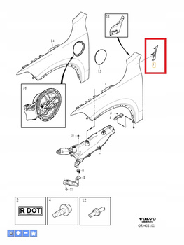 ZAŚLEPKA BŁOTNIKA LEWY PRZÓD VOLVO XC90 2016- OE 31391841