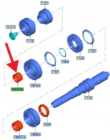 ŁOŻYSKO IGIEŁKOWE 6 BIEG MT82 5.0 V8 MUSTANG 17- OE 2323213 _ JR33-7M037-CA