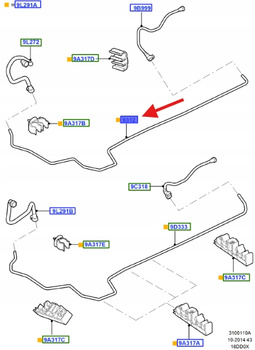 PRZEWÓD SZTYWNY PALIWA 1.6L 1.8L 2.0L FOCUS C-MAX 1703719 _ 3M51-9312-BH