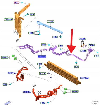 RURA CHŁODZĄCA SKRZYNIĘ 10R80 5.0 FORD MUSTANG 17- 2429307 _ JR3P-7H420-BE