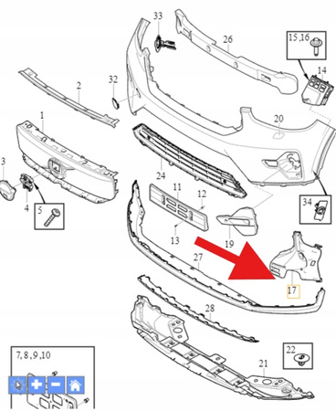 MOCOWANIE ŚLIZG ZDERZAKA PRAWY PRZÓD VOLVO XC40 EX40 C40 2022- OE 32136093