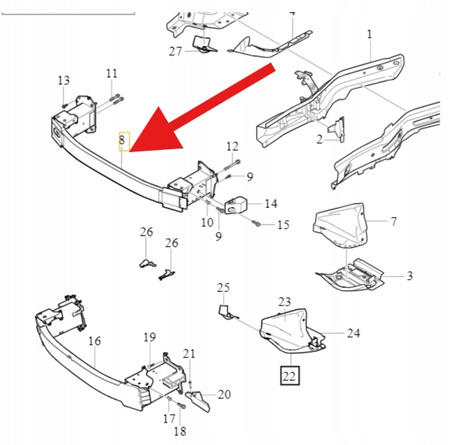 BELKA ZDERZAKA PRZEDNIEGO VOLVO XC40 EX40 2021- OE 32377486