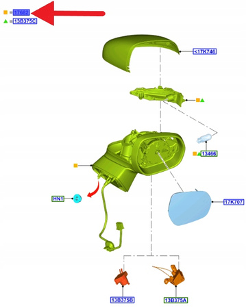 LUSTERKO ZEWNĘTRZNE PRAWE FORD PUMA 2020- OE 2384113 _ L1TB-17E714-BA