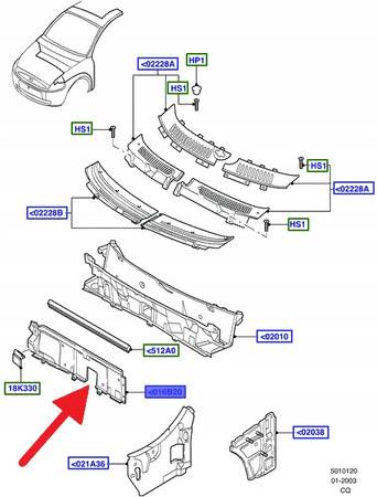 PRZEDŁUŻENIE PRZEGRODY PRAWY PRZÓD FORD KA 2001- 1379566 _ 5S51-B016B20-AF