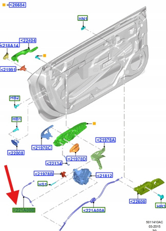 LINKA ZWALNIAJĄCA KLAMKĘ FORD MUSTANG 2015- 2430210 _ JR3B-63218B26-AA