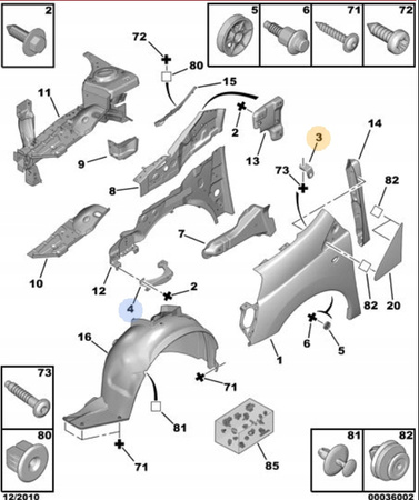 Element mocowania błotnika przód Citroen Jumpy III OE 784656