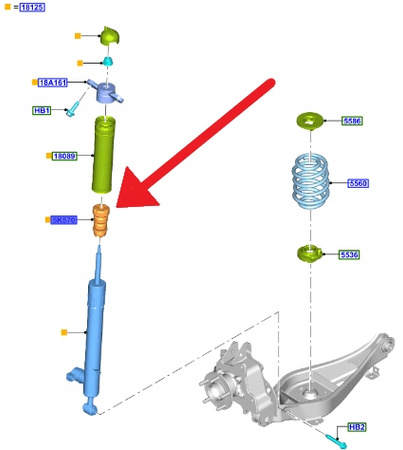 ODBÓJ AMORTYZATORA TYŁ L P FORD FOCUS ST 2021- O E2454877 _ KX61-5K570-SA