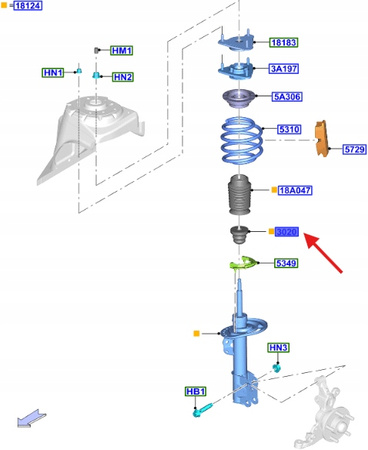 ZDERZAK ODBÓJ AMORTYZATORA PRZÓD MUSTANG 2015- OE 5293414 _ FR3C-3K100-BA