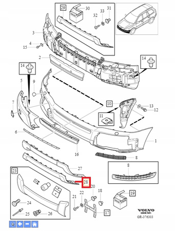 Osłona przedniego zderzaka Volvo XC90 31383720