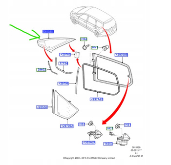 SZYBA BOCZNA LEWA TRÓJKĄT FORD GALAXY Mk3 _ 1713454 _6M21-U29711-BJ