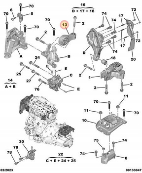 PODUSZKA SILNIKA CITROEN C4 PICASSO JUMPY SPACETOURER OE 9816338580