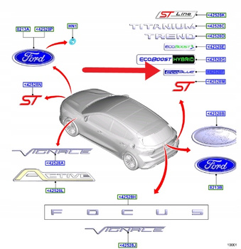 EMBLEMAT "ECOBLUE" TYŁ FORD S-MAX GALAXY 2018- OE 2139439 _ DM51-A42528-DA