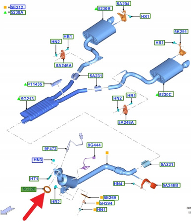 USZCZELKA RURY WYLOTOWEJ 2.3 EB MUSTANG 2015- OE 5277674 _ FR33-5C226-AB