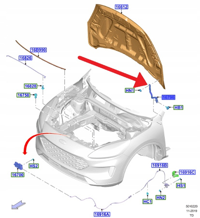 ZAWIAS MASKI LEWY FORD KUGA ESCAPE 2020- 2370749 _ LJ6B-S16801-AC