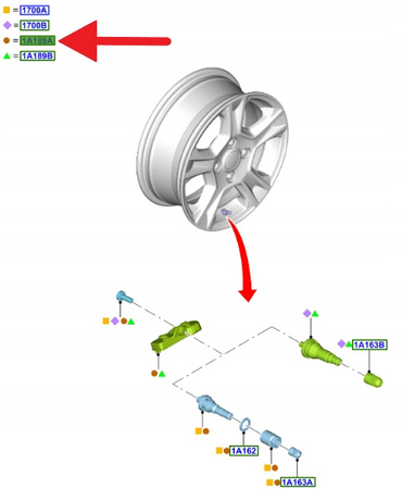 CZUJNIK CIŚNIENIA TPMS FORD FIESTA CONECT FOCUS 11- 1936088 _ G1ET-1A180-DA