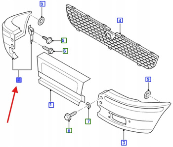 ZDERZAKA PRZÓD PRAWE TRANSIT 2001- 4352682 _ YC15-17E888-AEYBB4