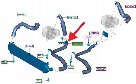 PRZEWÓD CHŁODNICY INTERCOOLERA 2.0 TDCI MONDEO SMAX 1729137 _ AG91-6C646-AC