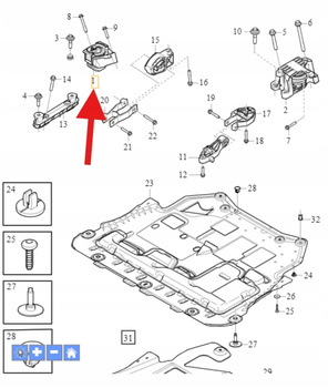 PRAWA GÓRNA PODUSZKA SILNIKA 2.0 B4 VOLVO XC40 EX40 2018- OE 32298305