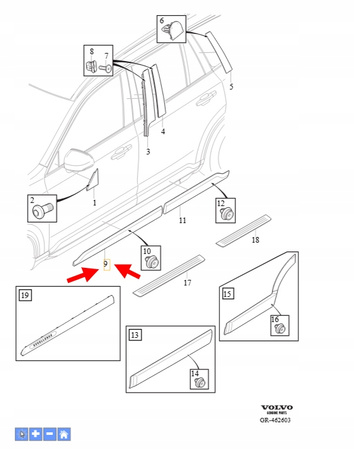 LISTWA OZDOBNA CHROM LEWA DRZWI PRZÓD VOLVO XC90 2016- OEM/OE 39842995