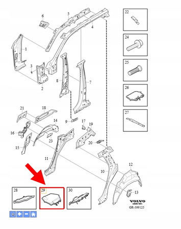 USZCZELKA WEWĘTRZNA SŁUPKA A LEWY DÓŁ VOLVO XC90 2016- OEM/OE 31688968