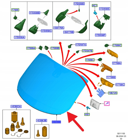 SZYBA PRZEDNIA OGRZEWANA TRANSIT CUSTOM 2012- OE 2554564 _ GK21-B03100-BC